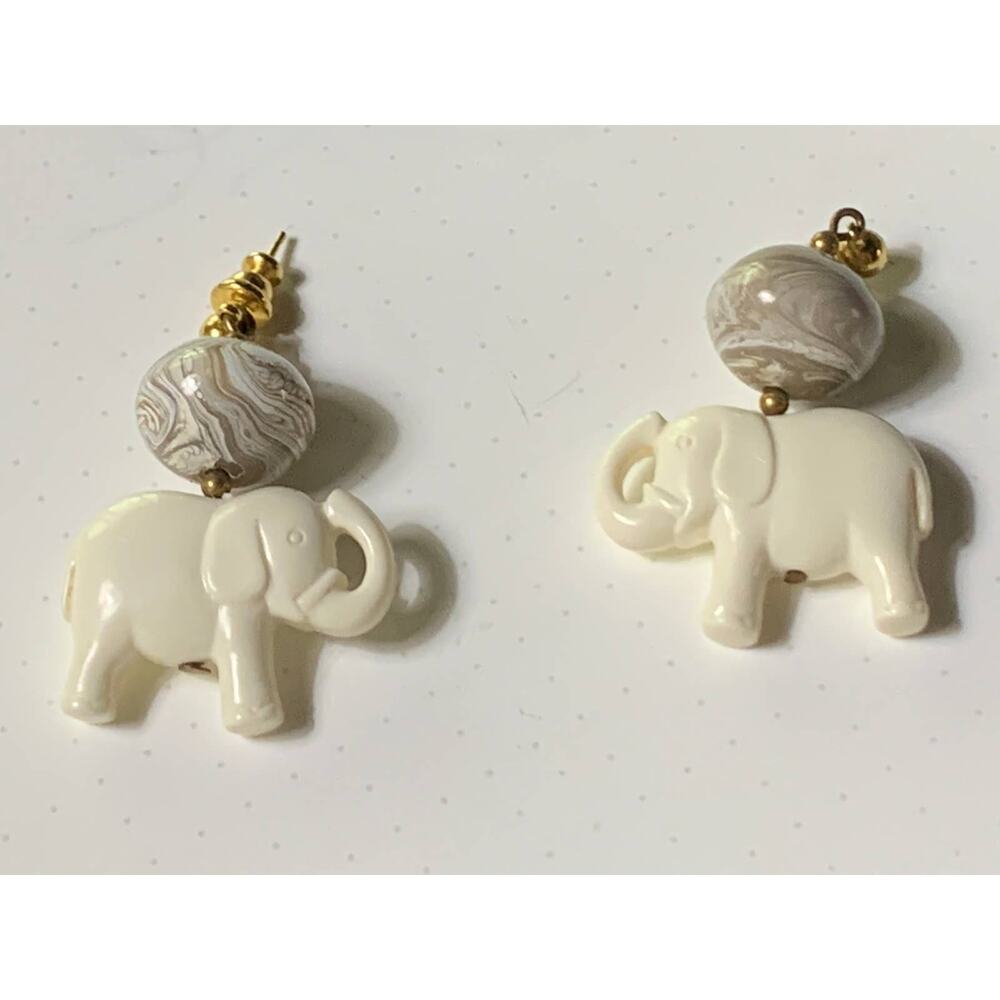vintage elephant and swirl bead drop earring